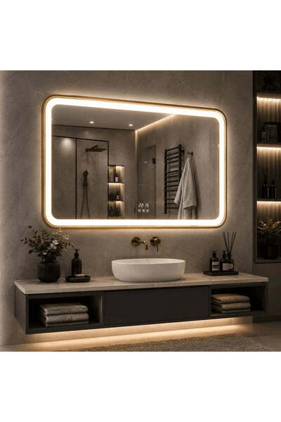 shark design Oglindă LED dreptunghiulară 80×60 cm, Senzor de mișcare premium,...