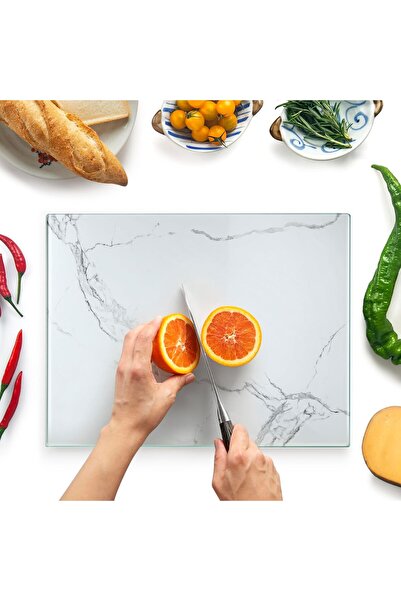 MODERN Glass Cutting Board 16"x12": Tempered Glass Kitchen Counter Protector ...