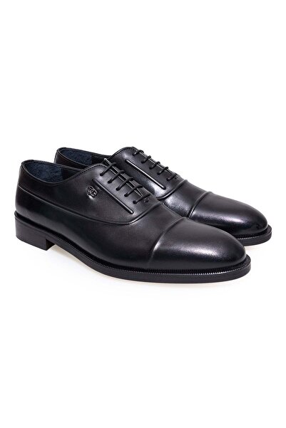 FRANCO CALVANI Black Color Lace-Up Genuine Leather Men's Shoes