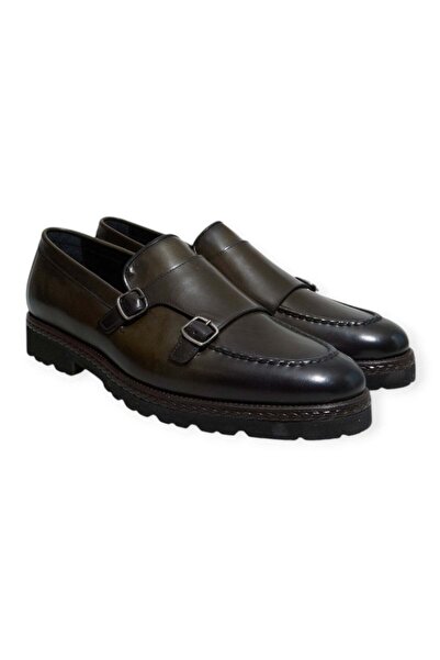 FRANCO CALVANI Green Color Laceless Genuine Leather Men's Shoes