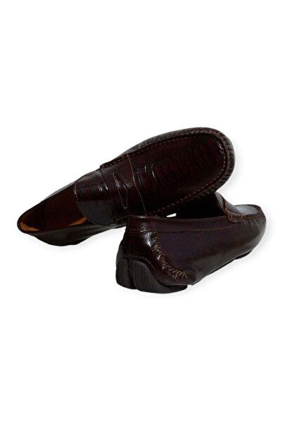FRANCO CALVANI Brown Laceless Genuine Leather Men's Shoes