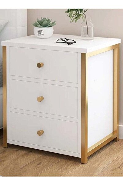 JCB CHIC Bedside Table with 3 Drawers Side Table Small Nightstand Table with ...
