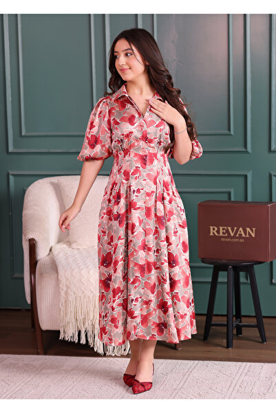 Generic Brand Turkish printed dress, wide and soft midi cut