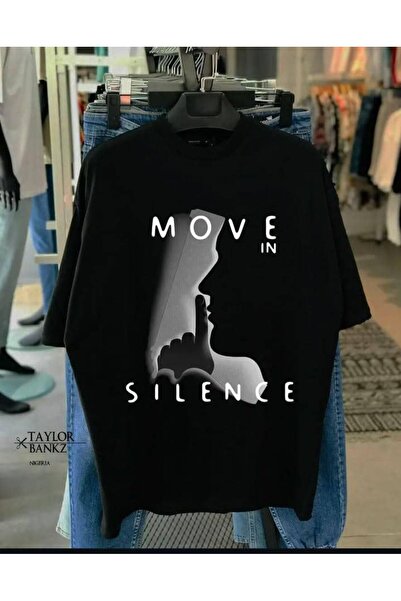ZAVIXO Move in Silence Printed T-Shirt – Silence Sign Graphic Printed Crew Ne...