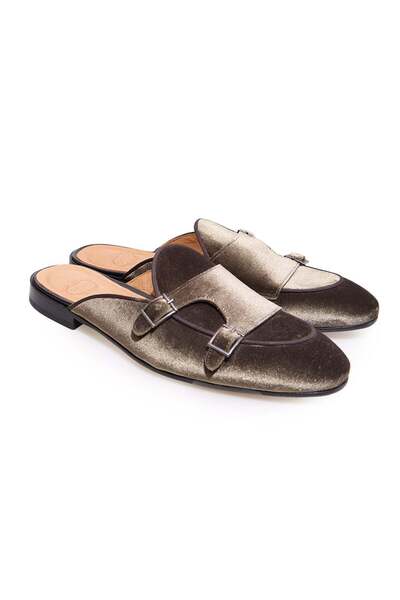 FRANCO CALVANI Green Color Laceless Genuine Velvet Men's Half Shoes