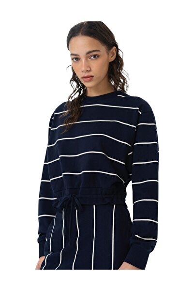French Connection Women Sunday Sweat Striped Drawstring Cropped Jumper