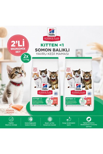 Hill's Hills Kitten Somon Balıklı Yavru Kedi Maması 1.5 KG*2 Adet