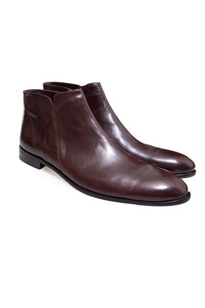 FRANCO CALVANI Brown Laceless Genuine Leather Men's Boots
