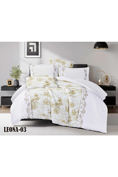 Generic Brand مفرش نفرين ليونا 6ق -LEONA - ابيض على ذهبي