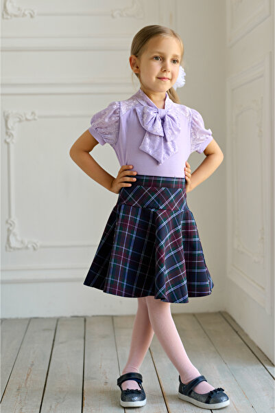 Generic Brand Uniforme scolare: bluza de scoala mov eleganta cu funda Irma