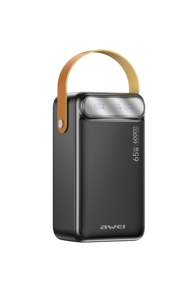 AWEI Baterie externă PA-82 60000mAh 65W, 2x USB-C, 3x USB-A, Display LED, Negru