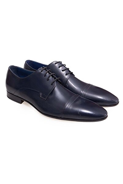 FRANCO CALVANI Dark Blue Color Lace-Up Genuine Leather Men's Shoes