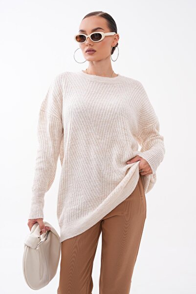 ŞİMAL Women's Striped Patterned Knitwear Loose Sweater 265040 -