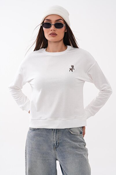 ŞİMAL Women's Ceylan Embroidered Two-Thread Sweatshirt 265112 -