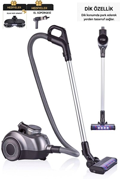 Arnica 2'si 1 Arada Şarjlı Süpürge 400W BLDC Motor HEPA Filtre Multi Siklon 1...