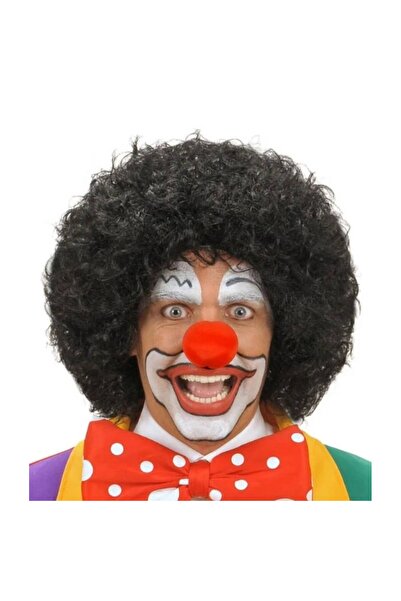 pınaxar Perucă afro creță de culoare neagră și set nas burete roșu