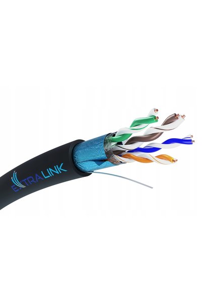 Extralink Cablu LAN CAT5E FTP (F/UTP) Cablu de rețea exterior 305M 100% CUPRO