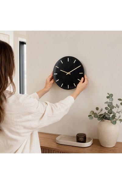 NO BRAND Ceas de perete rotund, elegant, cu aspect de marmură, de 28 cm, pent...