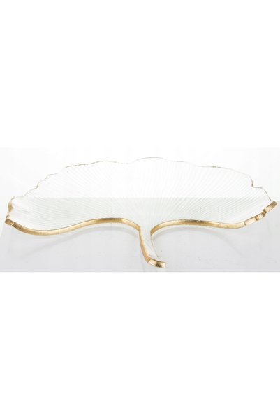 NO BRAND Patera decorativă din sticlă 37x29 CM auriu molibronz