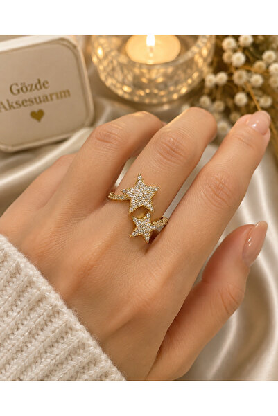 shop GOLD RENK AYARLANABİLİR YILDIZ YÜZÜK ÇELİK