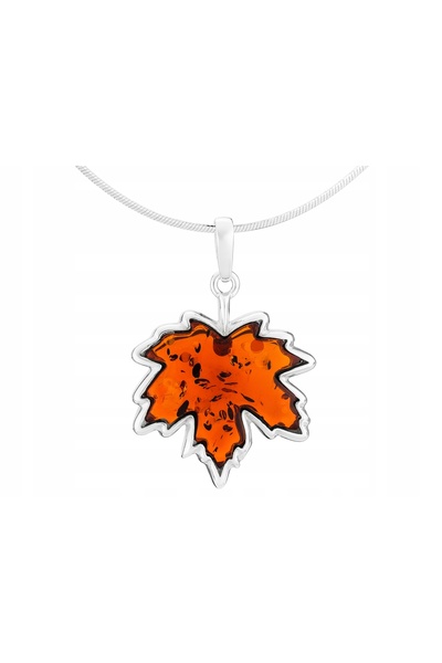 NO BRAND Colier scurt de damă, argintiu, cu chihlimbar, tip choker cu frunză ...