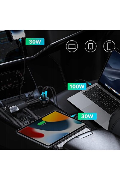 Baseus Încărcător auto 160W 2xUSB-C 1xUSB-A - Gri