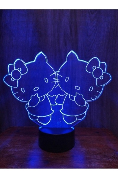 NO BRAND LAMPĂ DE NOAPTE USB 3D ÎN FORMĂ DE HELLO KITTY, 16 CULORI + TELECOMANDĂ