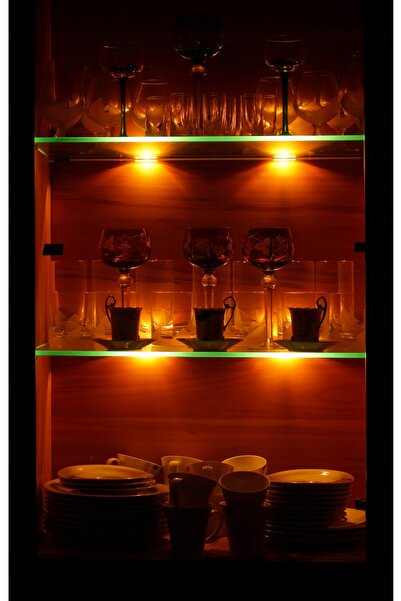 NO BRAND 8x cleme LED RGB pentru rafturi de sticlă, set complet, cablu alb