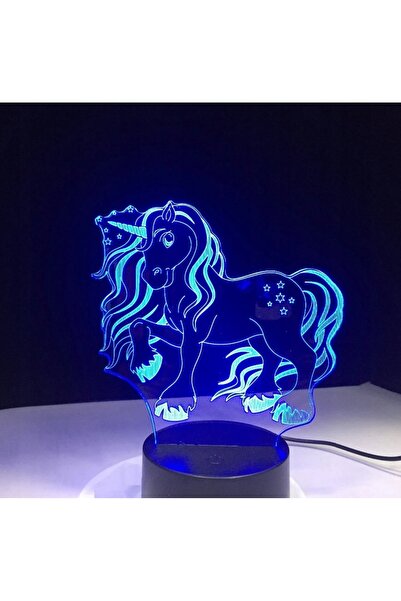 NO BRAND Lampă de veghe LED 3D USB Barbie Țara Minunilor Ponei Unicorn 16 Culori