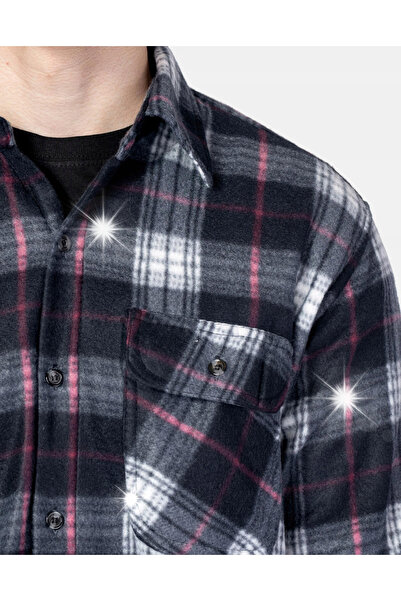 NO BRAND Cămașă caldă din fleece, căptușită 8014-02 2XL/3XL