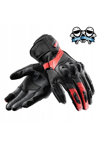 NO BRAND Mănuși din piele Rebelhorn Viper Negru/Gri/Roșu Fluorescent [Mărimea S]