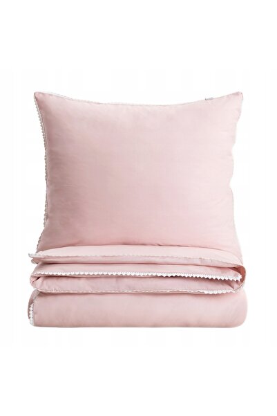 NO BRAND Lenjerie de pat CHERISH LOVE bumbac roz cu bordură cu inimioare 220x...