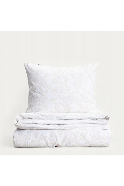 NO BRAND Set de lenjerie de pat JAKAD din bumbac jacquard, alb-bej, 220x200 +...