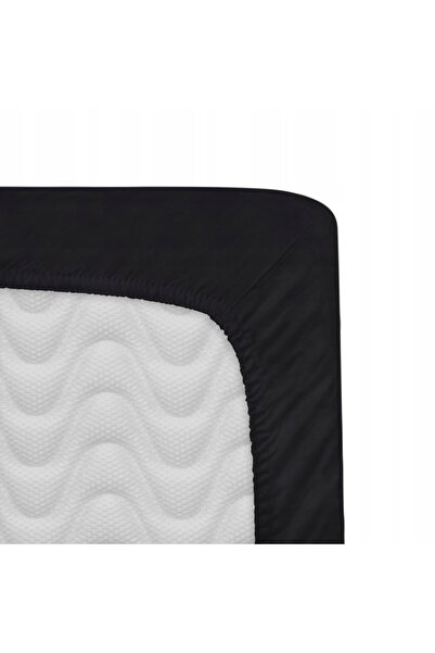 NO BRAND Cearșaf de pat din bumbac cu elastic 120x200 satin neted negru