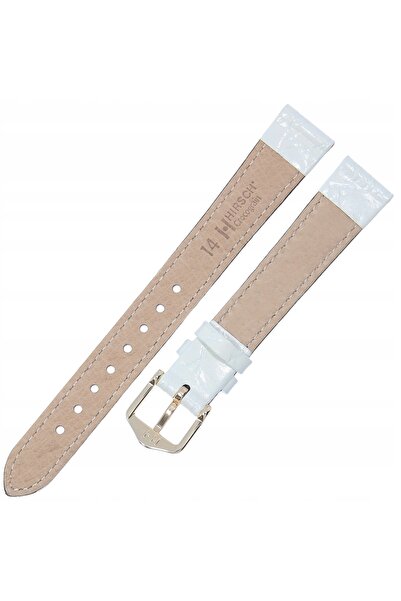 NO BRAND HIRSCH Crocograin M - ALB - 14mm - Curea de ceas din piele