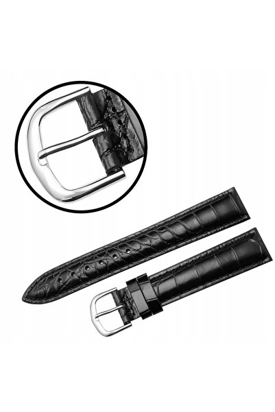 NO BRAND Curea REDA 18mm, neagră, model crocodil, cusături negre, lucioasă.