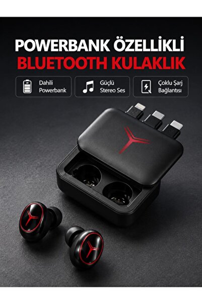 Toptan Bulurum Powerbank Özellikli Bluetooth Kablosuz Kulaklık – Dokunmatik K...