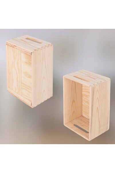 NO BRAND LADĂ DE LEMN LEMN NATURAL LADĂ DESCHISĂ ORGANIZATOR DE CUFĂNĂ CONTAINER