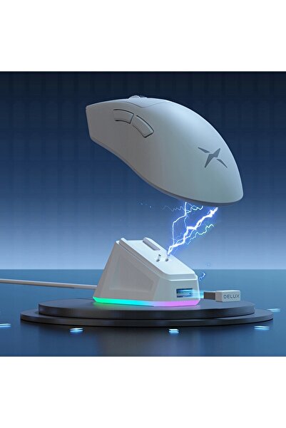 Delux Mouse pentru computer GAMING wireless 2.4GHz SENSOR PAW3395 autonomie 40h