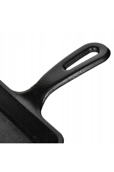NO BRAND Tigaie pătrată din fontă cu suport de bambus 13,8 cm MINI