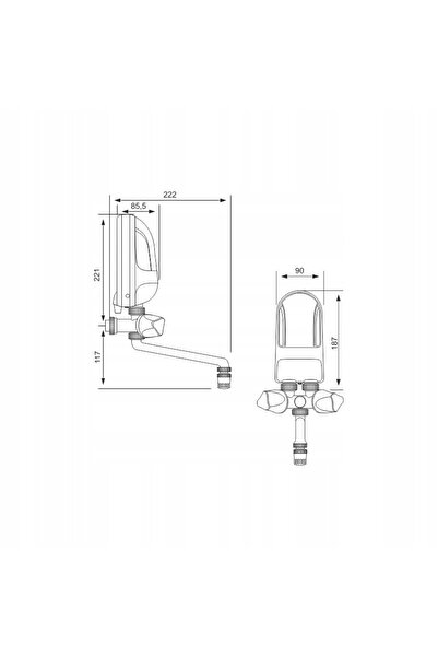 NO BRAND Boiler electric DAFI 3.7 kW cu baterie cromată (230 V)