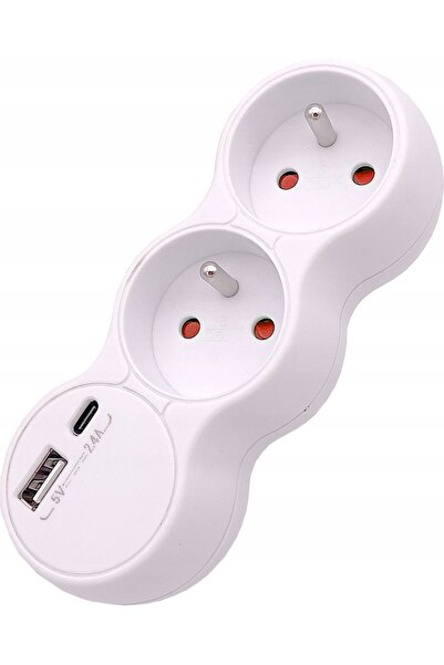 NO BRAND Złodziejka încărcător rapid dual USB și USB-C cu întrerupător