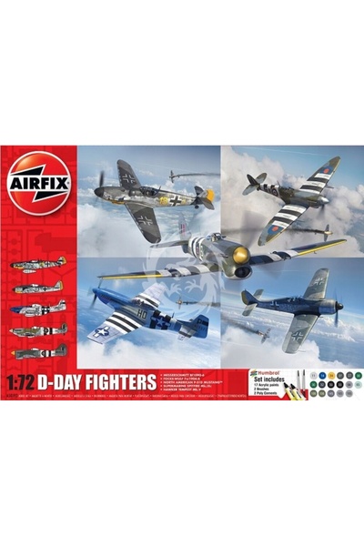 NO BRAND D-Day Fighters 4 modele + vopsele și adeziv - Airfix A50192 scară 1/72
