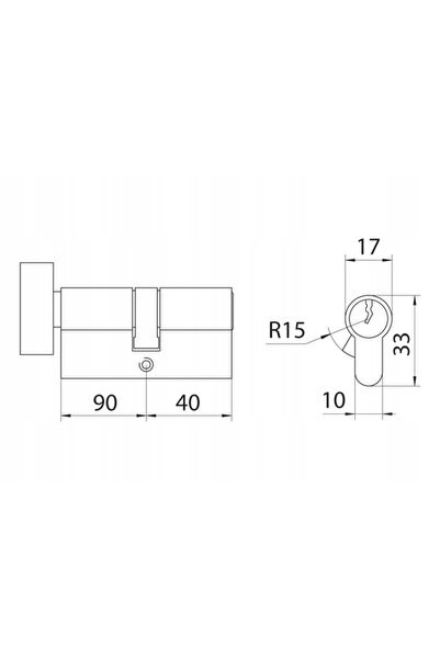 Yale Butuc cu buton pentru broască de ușă 90G/40 negru, Assa Abloy