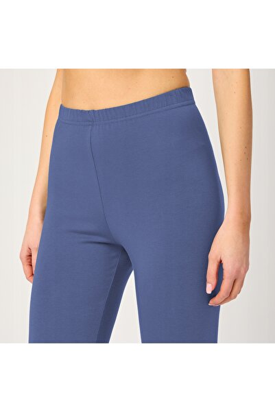 NO BRAND Colanți capri 3/4 de damă din bumbac MS10-199 Albastru XXL