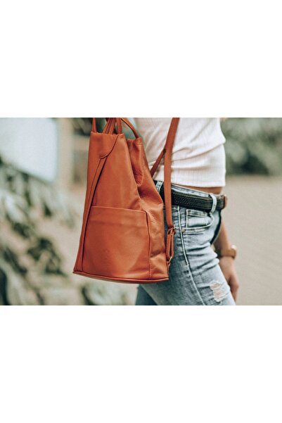NO BRAND Rucsac de damă din piele naturală italiană Vera Pelle