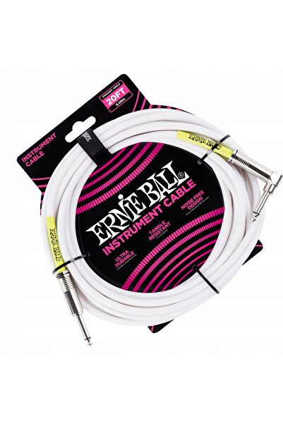 NO BRAND Cablu chitară instrumentală mono JACK 6m Ernie Ball P06047 Alb
