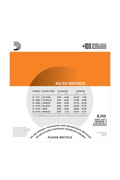 NO BRAND Corzi pentru chitară acustică D'Addario EJ10 10-47