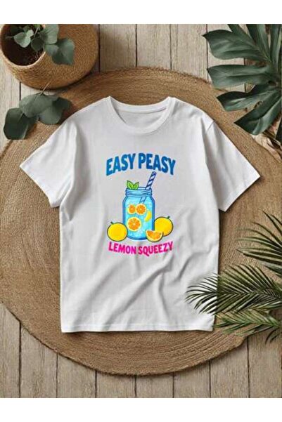 2BIR تي شيرت نسائي بتصميم "Easy Peasy Lemon Squeezy": قميص قصير الأكمام بأسلو...