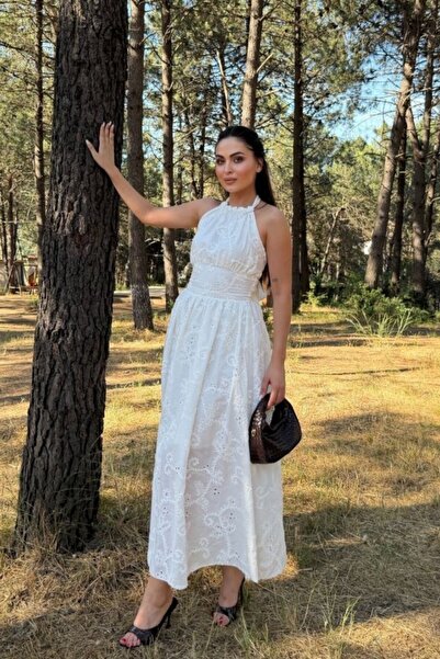 ELBEE Ecru Halter Dress